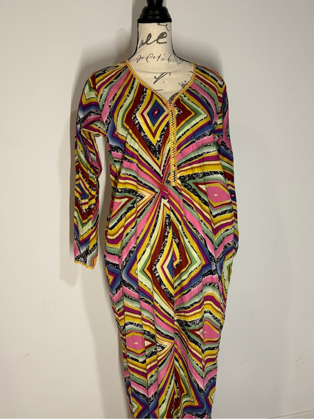Multicolor Geometric Long Sleeve Women’s Dress